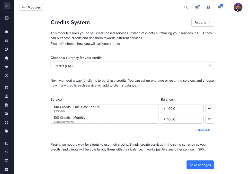 Credit Module Methods How to Use the Credits module // Wayfront Help